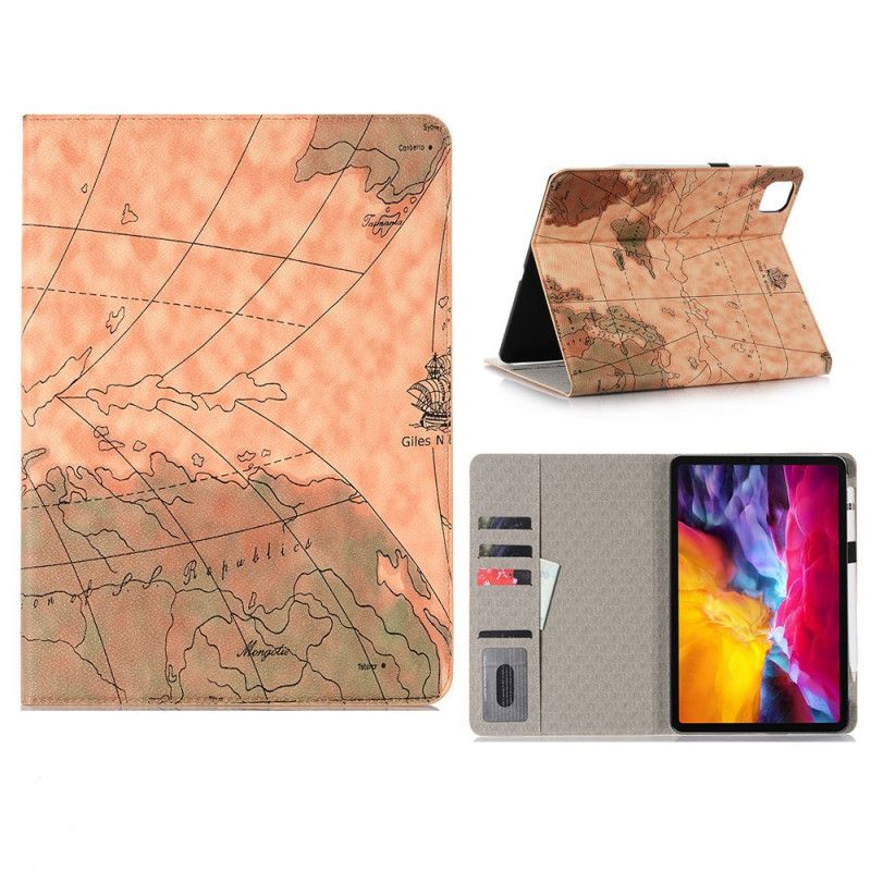 Cover voor iPad Pro 11" (2018) (2020) Bruin Grijs Kunstleer Kaart