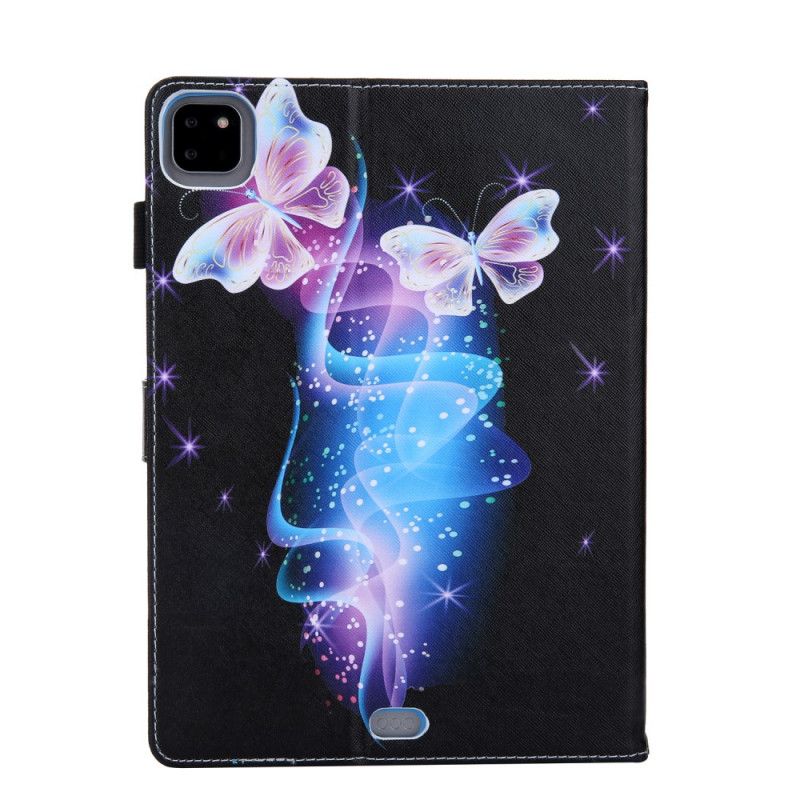 Flip Case Leren iPad Pro 11" (2018) (2020) Lichtblauw Zwart Vlinder Serie Print