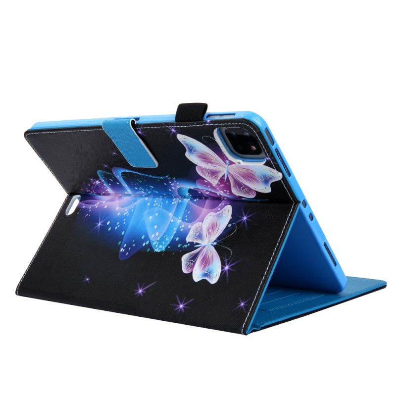 Flip Case Leren iPad Pro 11" (2018) (2020) Lichtblauw Zwart Vlinder Serie Print
