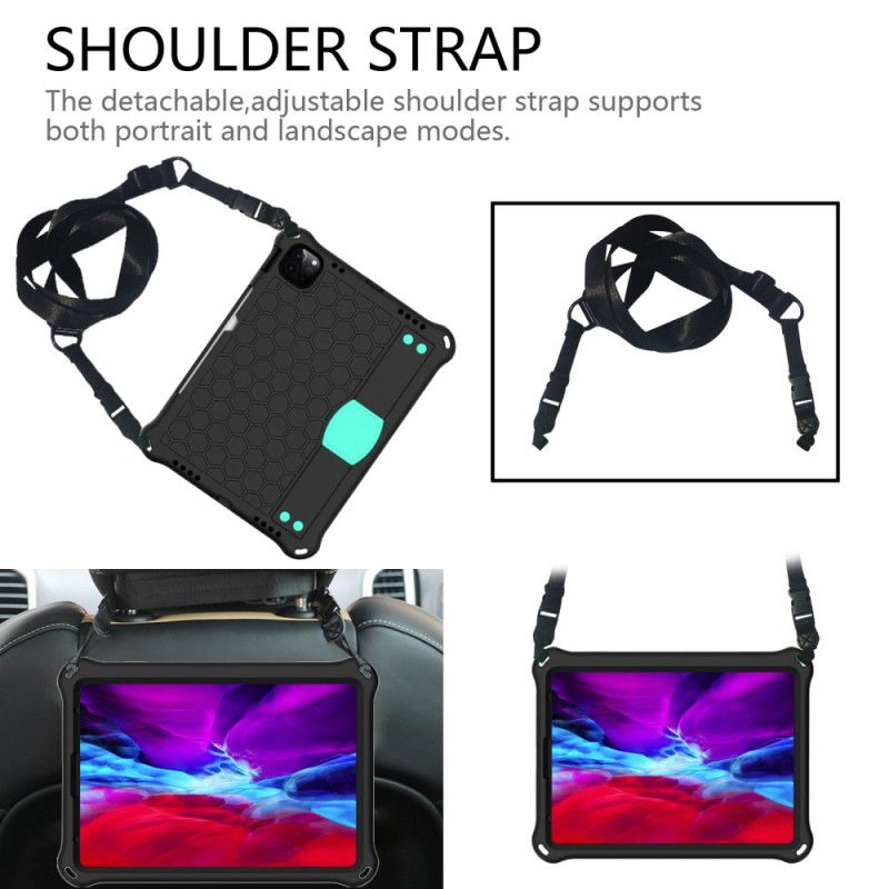 Hoesje iPad Pro 11" (2018) (2020) Turkoois Zwart Honingraatpatroon