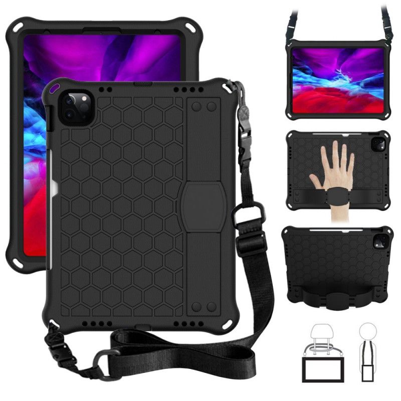 Hoesje iPad Pro 11" (2018) (2020) Turkoois Zwart Honingraatpatroon