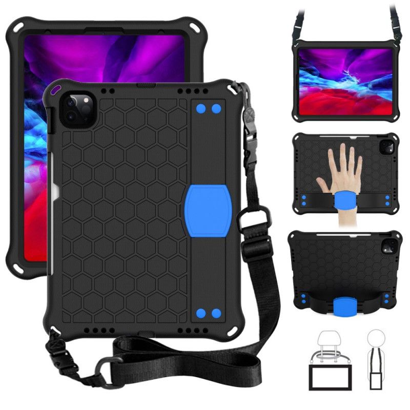 Hoesje iPad Pro 11" (2018) (2020) Turkoois Zwart Honingraatpatroon