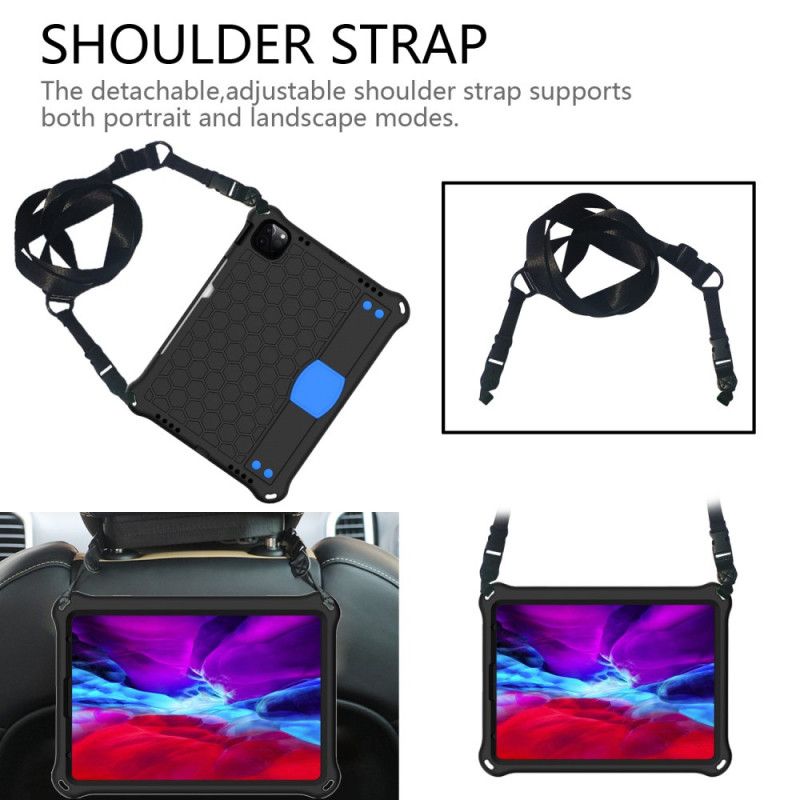 Hoesje iPad Pro 11" (2018) (2020) Turkoois Zwart Honingraatpatroon