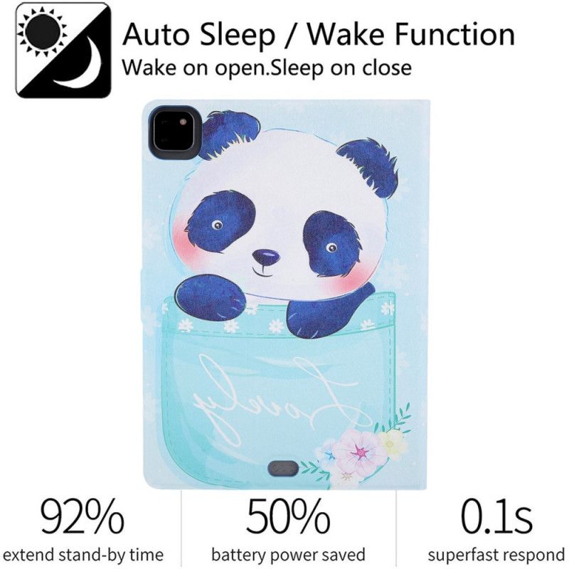 Leren Hoesje iPad Pro 11" (2018) (2020) Lichtblauw Patroon Panda-Serie