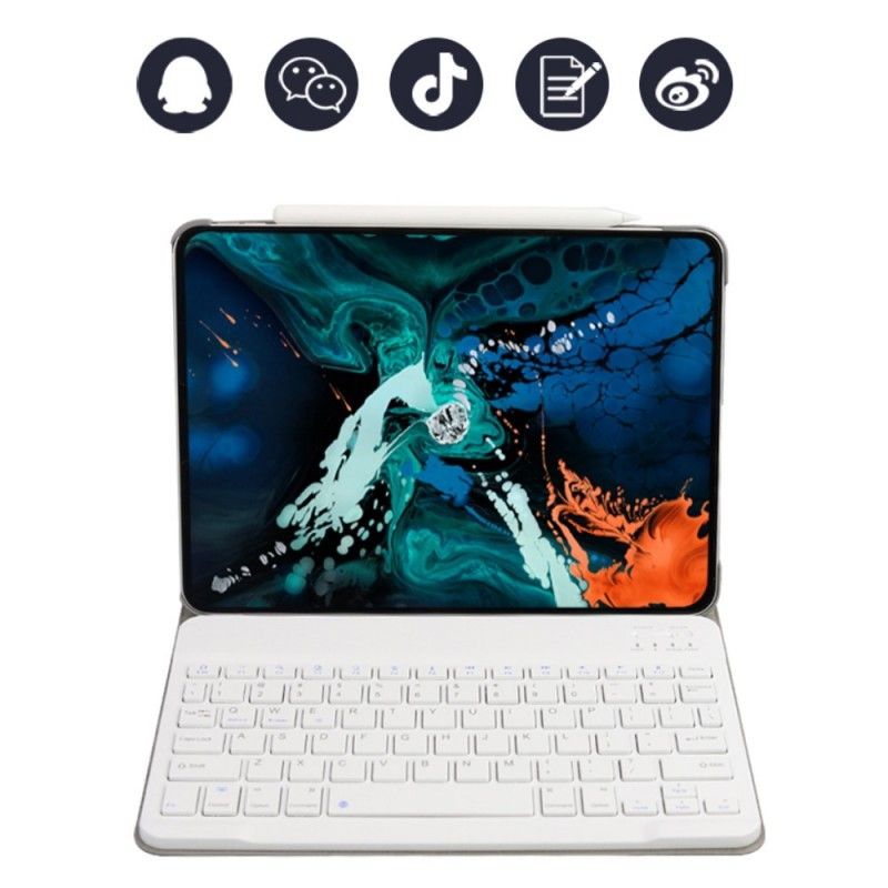 Leren Hoesje iPad Pro 11" (2018) (2020) Roségoud Zwart Met Afneembaar Premium Bluetooth-Toetsenbord