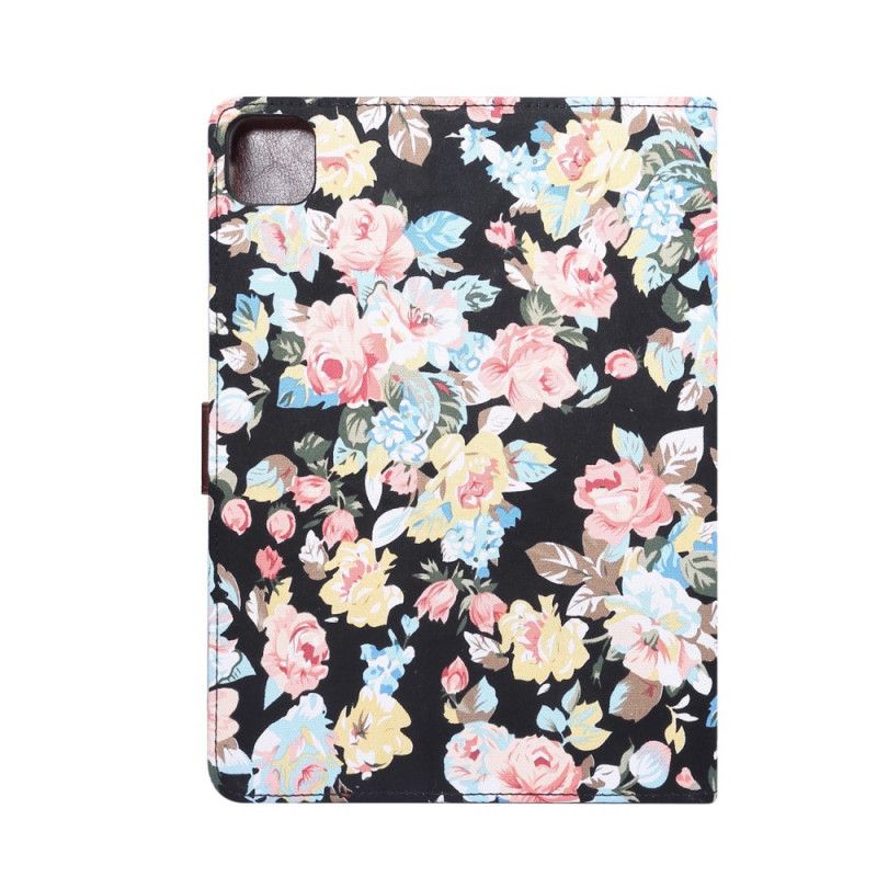 Leren Hoesje iPad Pro 11" (2018) (2020) Zwart Bloemmotief