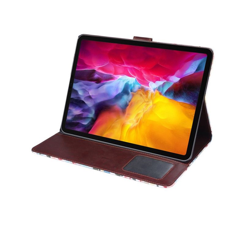 Leren Hoesje iPad Pro 11" (2018) (2020) Zwart Bloemmotief