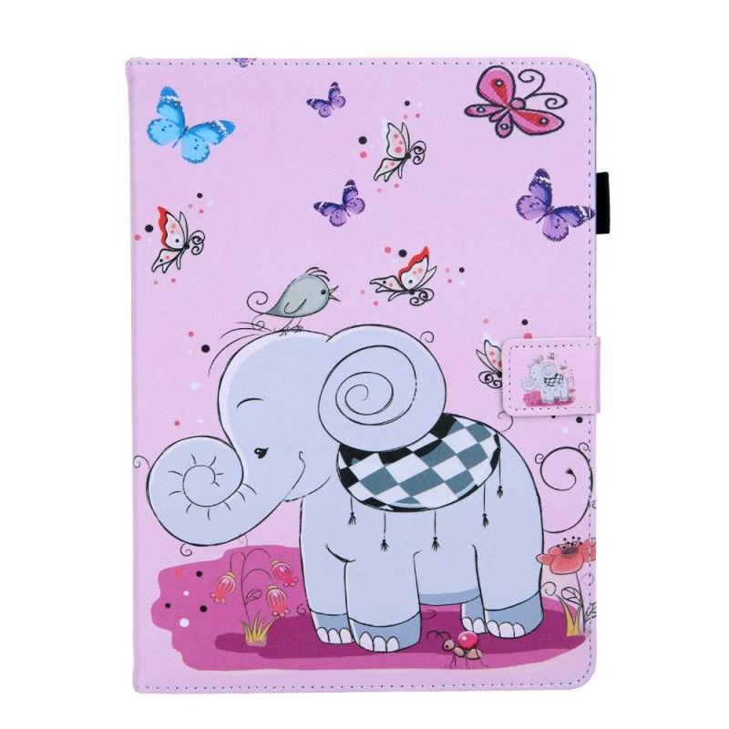 Leren Hoesje voor iPad Pro 11" (2018) (2020) Roze Wit Olifantenserie Print