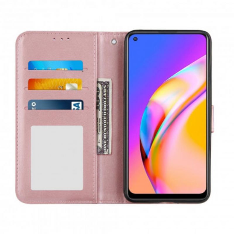 Bescherming Hoesje Oppo A94 5g Bandjes Met Geo-lederen Effect