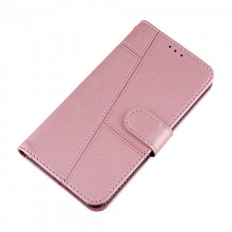 Bescherming Hoesje Oppo A94 5g Bandjes Met Geo-lederen Effect