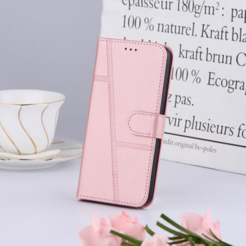Bescherming Hoesje Oppo A94 5g Bandjes Met Geo-lederen Effect