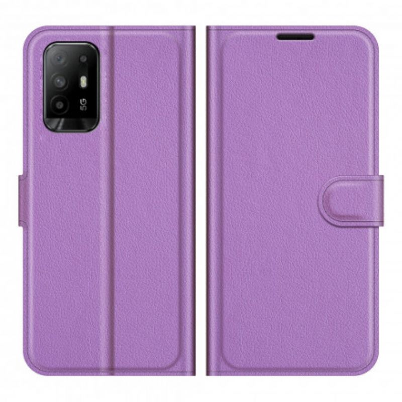 Bescherming Hoesje Oppo A94 5g Klassiek Litchi Kunstleer