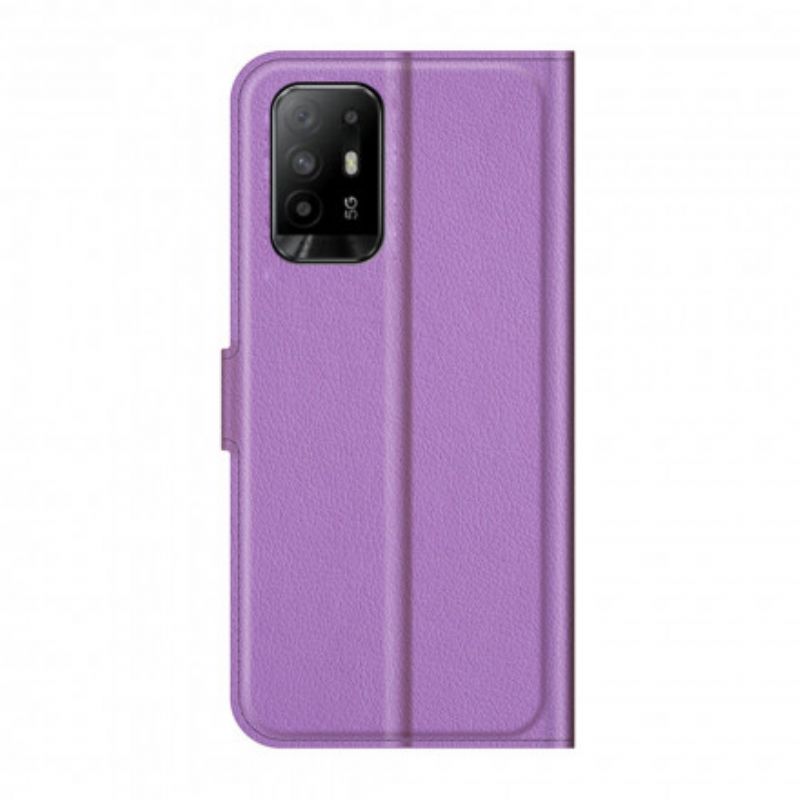 Bescherming Hoesje Oppo A94 5g Klassiek Litchi Kunstleer