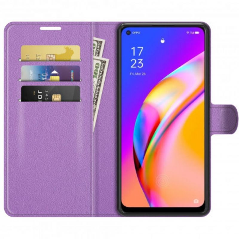 Bescherming Hoesje Oppo A94 5g Klassiek Litchi Kunstleer