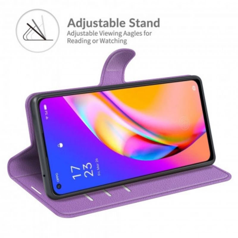 Bescherming Hoesje Oppo A94 5g Klassiek Litchi Kunstleer