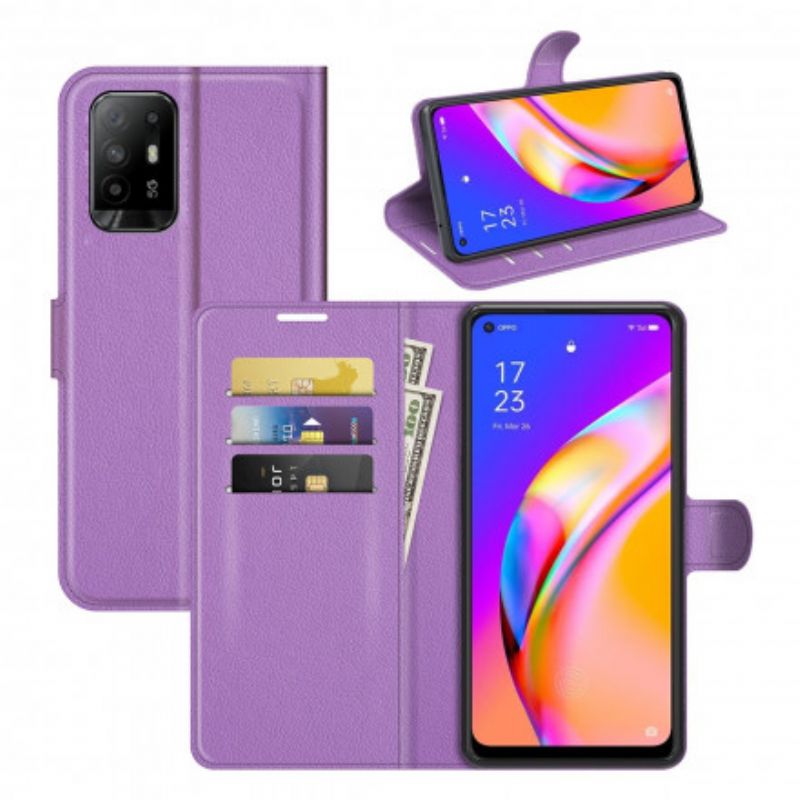 Bescherming Hoesje Oppo A94 5g Klassiek Litchi Kunstleer
