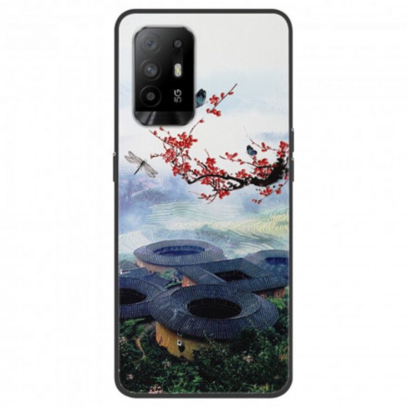 Case Hoesje Oppo A94 5g Telefoonhoesje Aziatisch Landschap