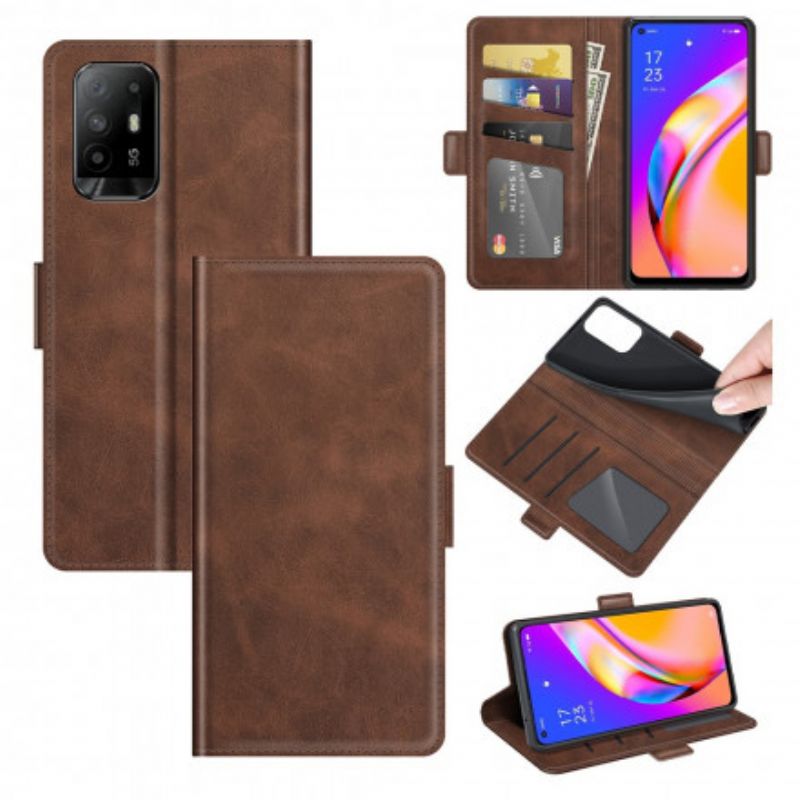 Flip Case Leren Oppo A94 5g Dubbele Klep