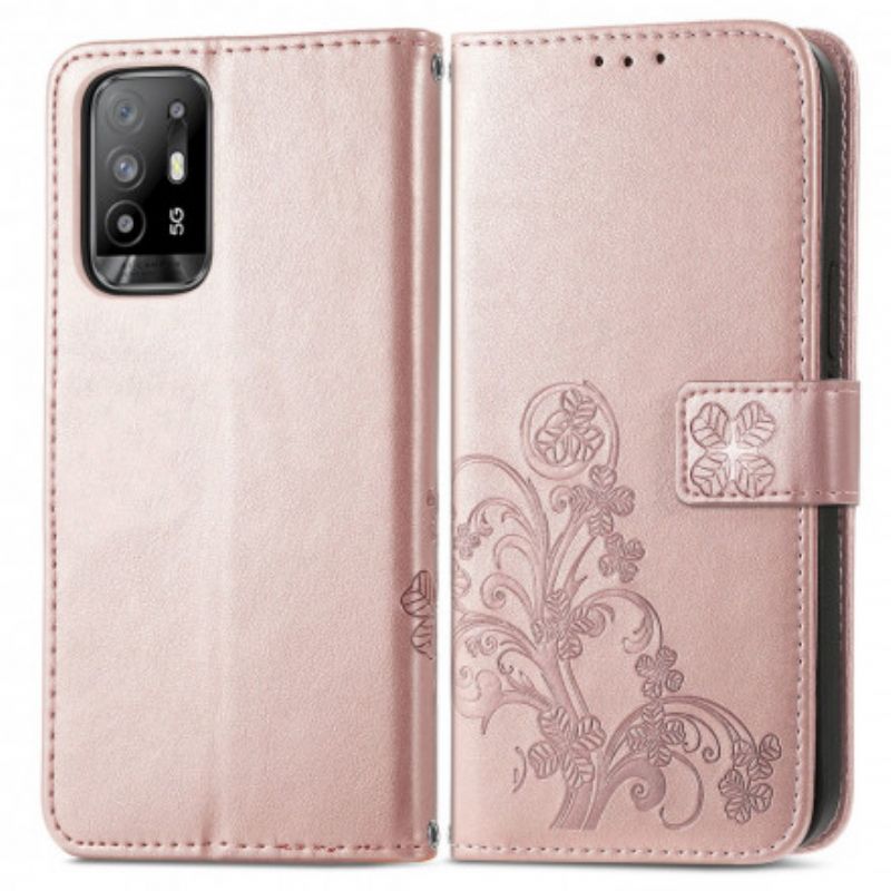 Flip Case Leren Oppo A94 5g Klavertje Vier