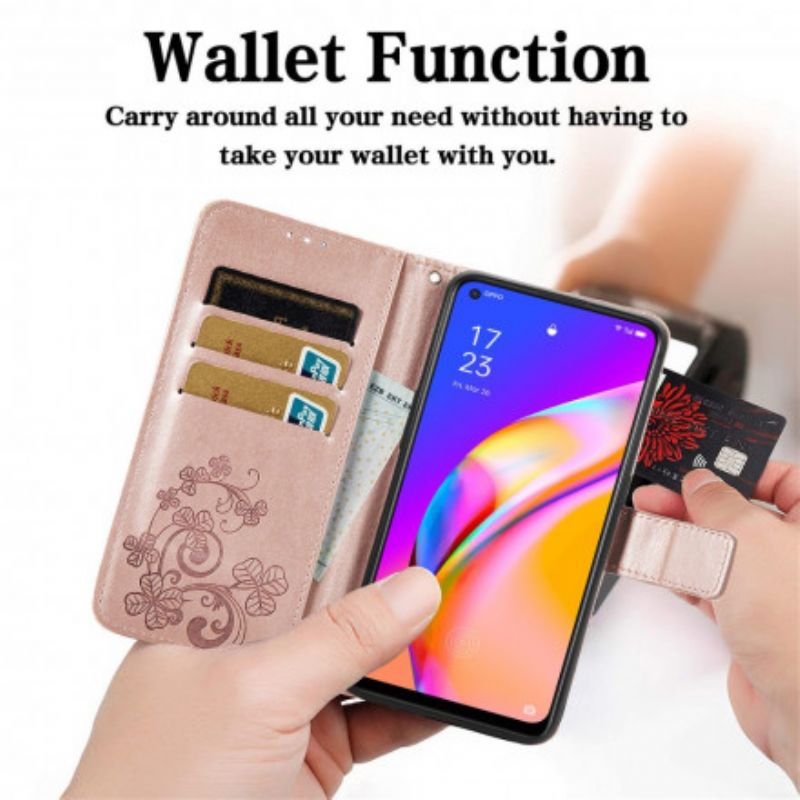 Flip Case Leren Oppo A94 5g Klavertje Vier
