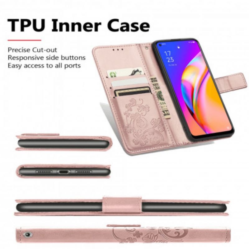 Flip Case Leren Oppo A94 5g Klavertje Vier