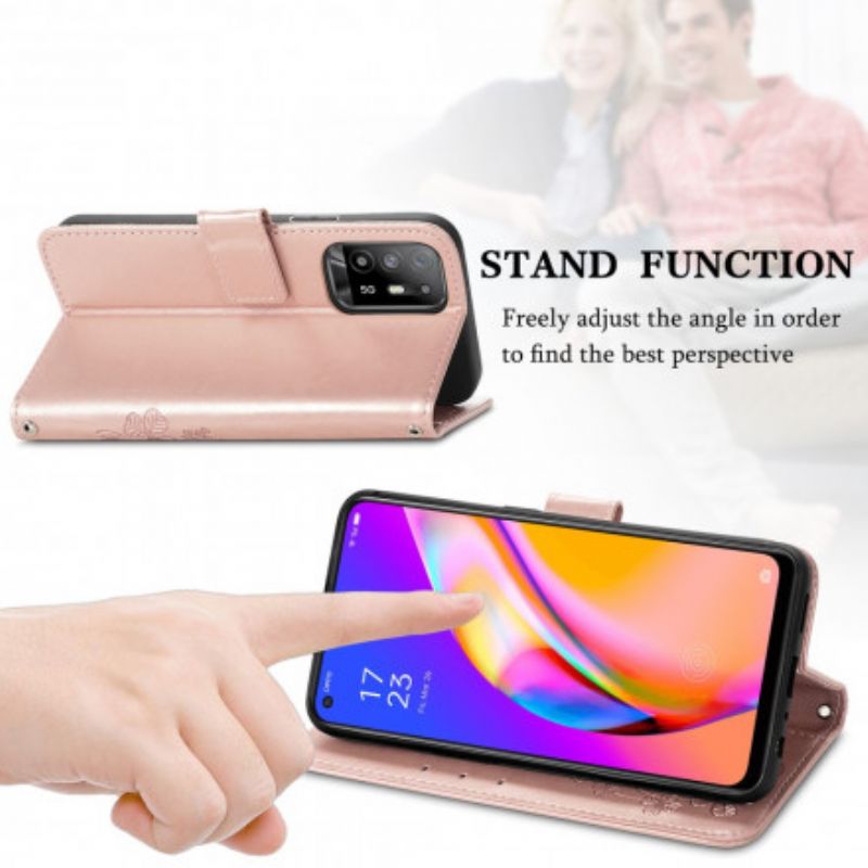 Flip Case Leren Oppo A94 5g Klavertje Vier