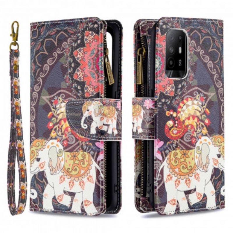 Flip Case Leren Oppo A94 5g Olifant Zak Met Rits