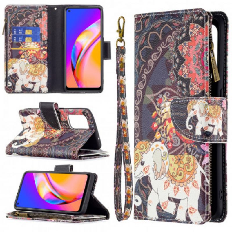 Flip Case Leren Oppo A94 5g Olifant Zak Met Rits
