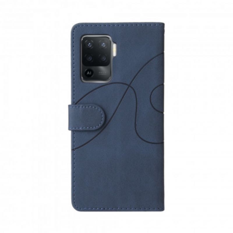 Flip Case Leren Oppo A94 5g Signature Tweekleurig Kunstleer