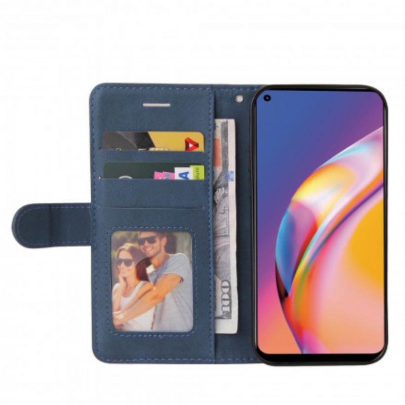 Flip Case Leren Oppo A94 5g Signature Tweekleurig Kunstleer