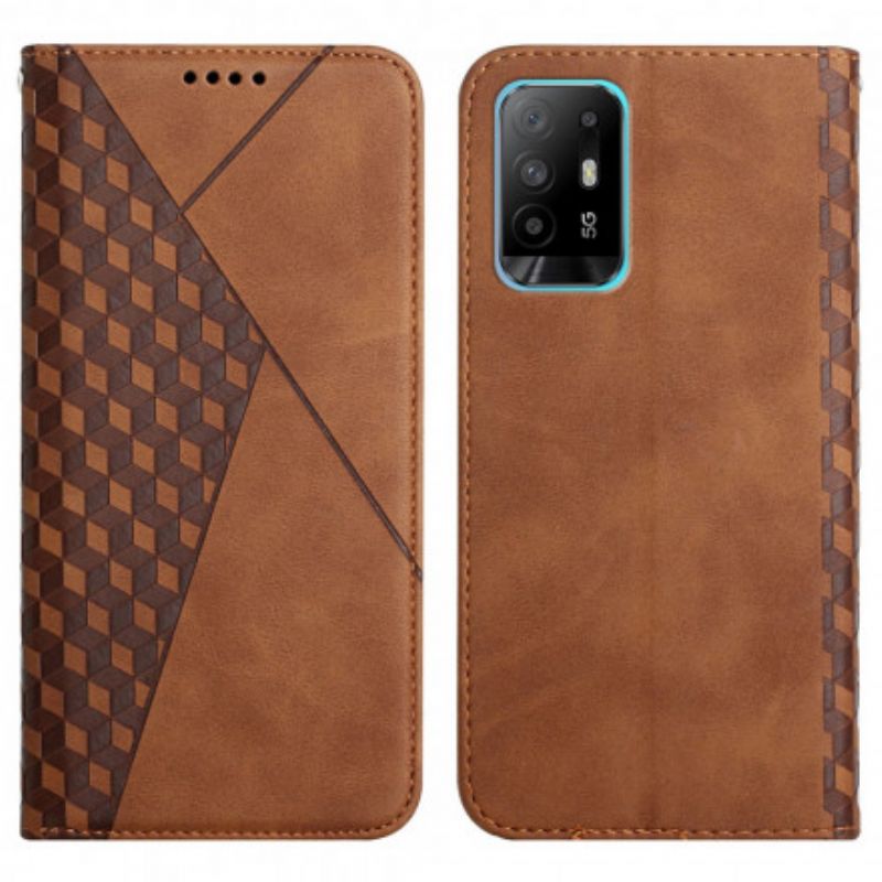 Folio-hoesje Oppo A94 5g Skin-touch Kubieke Stijl