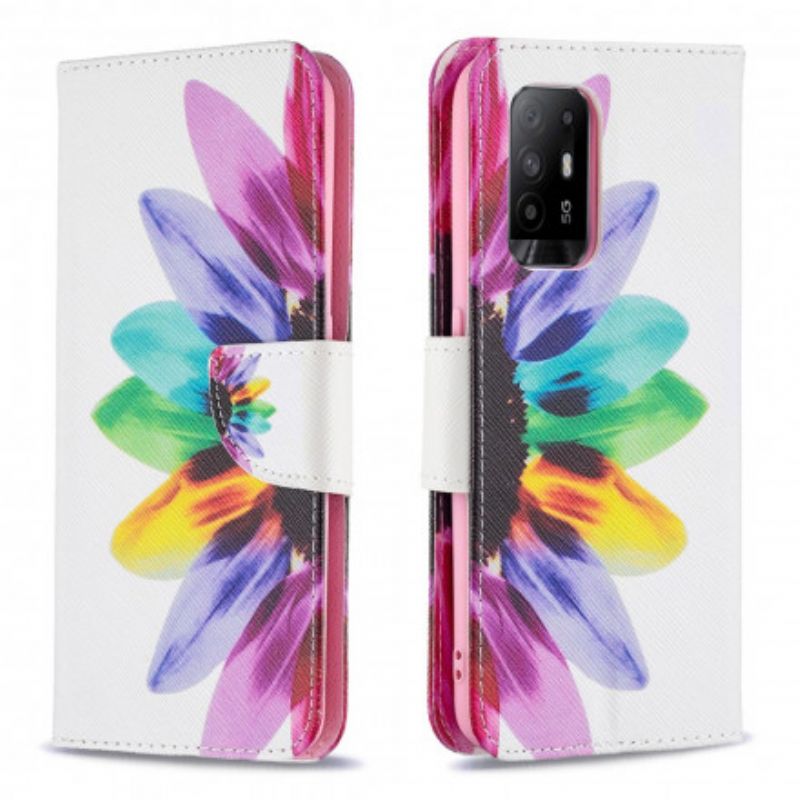 Folio-hoesje Oppo A94 5g Telefoonhoesje Bloem Aquarel