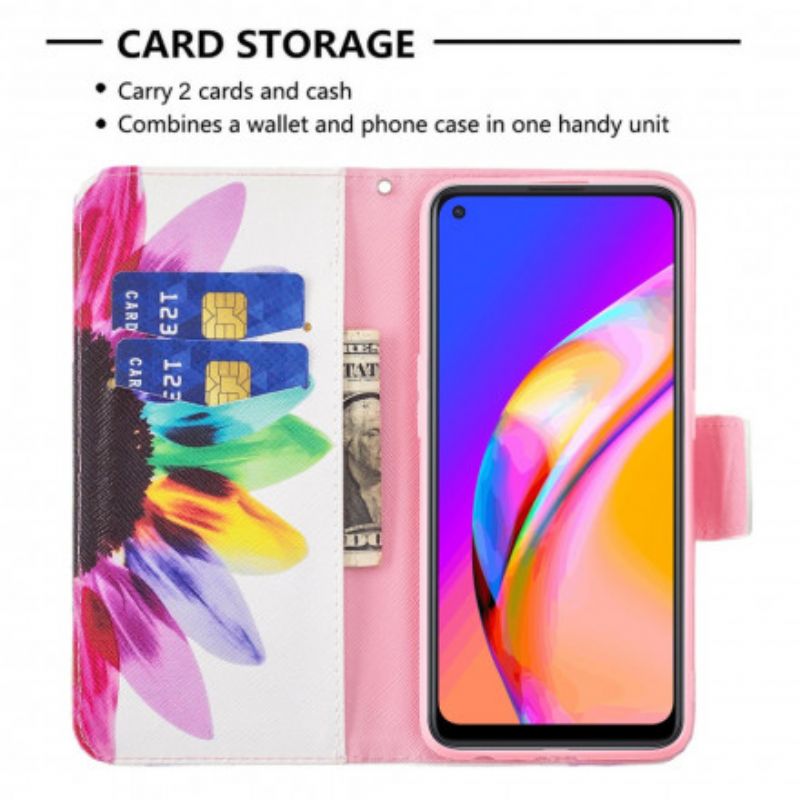 Folio-hoesje Oppo A94 5g Telefoonhoesje Bloem Aquarel