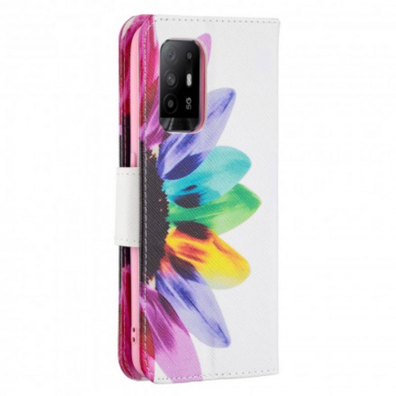 Folio-hoesje Oppo A94 5g Telefoonhoesje Bloem Aquarel