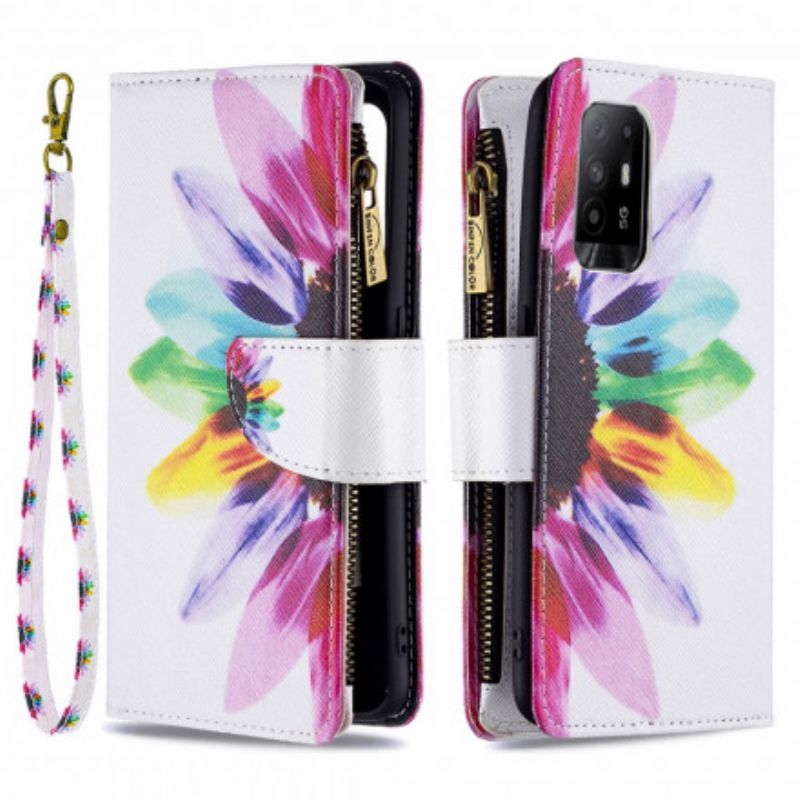 Folio-hoesje Oppo A94 5g Telefoonhoesje Bloemzak Met Rits