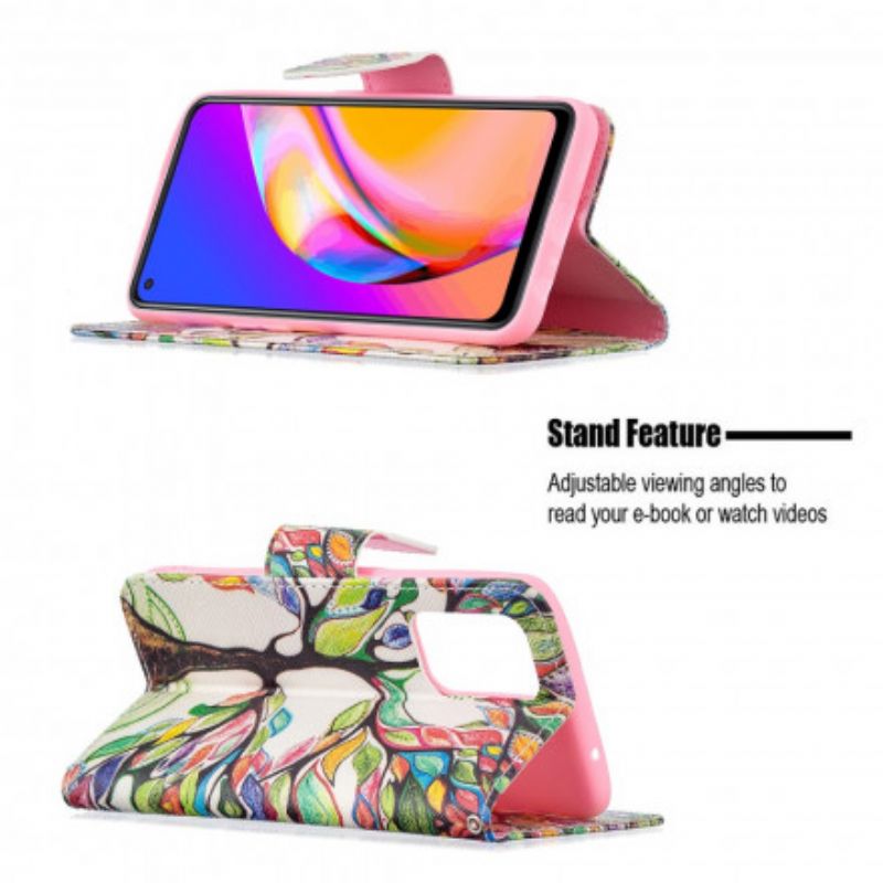 Folio-hoesje Oppo A94 5g Telefoonhoesje Gekleurde Boom