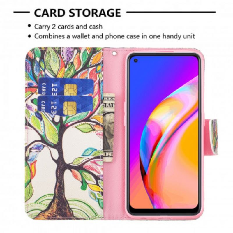 Folio-hoesje Oppo A94 5g Telefoonhoesje Gekleurde Boom