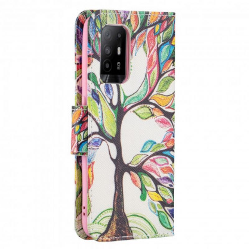 Folio-hoesje Oppo A94 5g Telefoonhoesje Gekleurde Boom