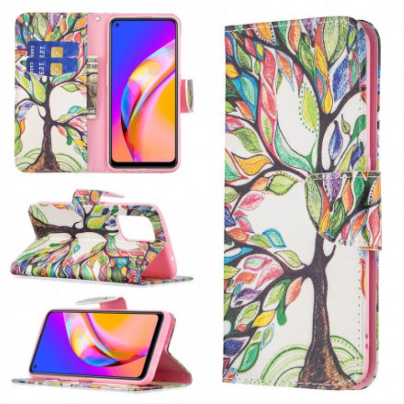 Folio-hoesje Oppo A94 5g Telefoonhoesje Gekleurde Boom