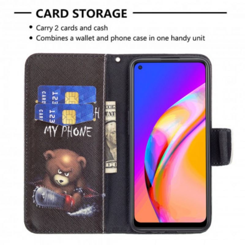 Folio-hoesje Oppo A94 5g Telefoonhoesje Gevaarlijke Beer