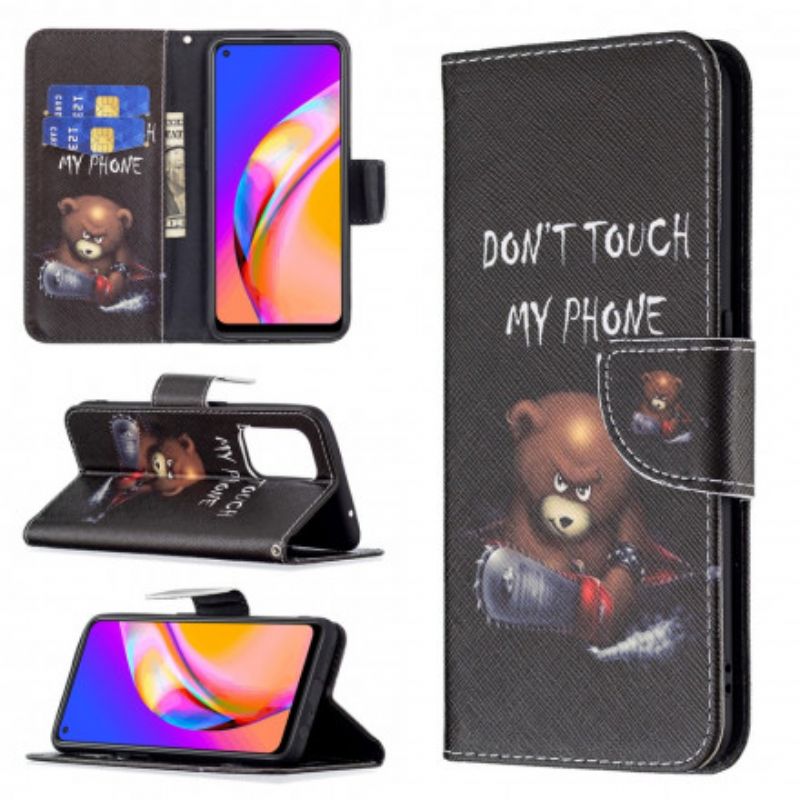 Folio-hoesje Oppo A94 5g Telefoonhoesje Gevaarlijke Beer