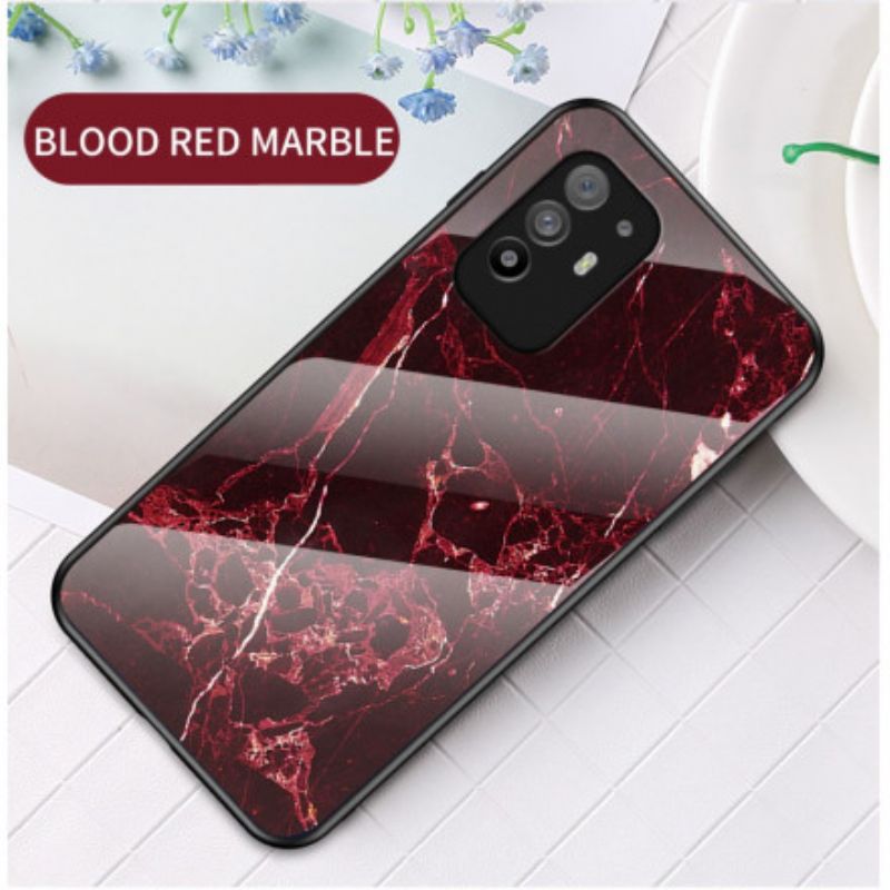 Hoesje Oppo A94 5g Marmerkleuren Gehard Glas