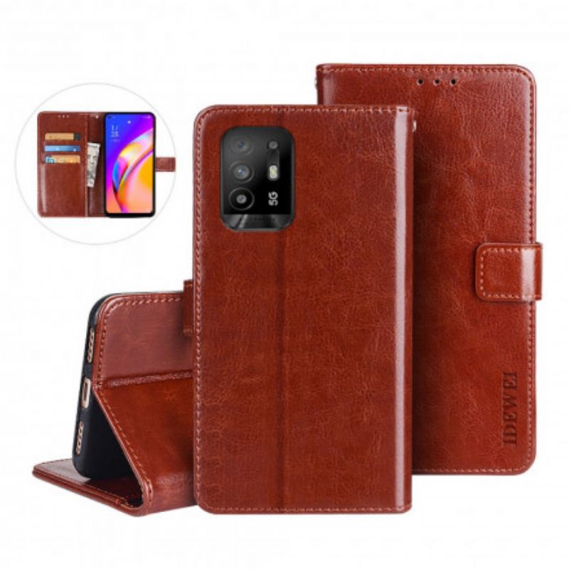Leren Hoesje Oppo A94 5g Imitatieleer Idewei Bescherming Hoesje