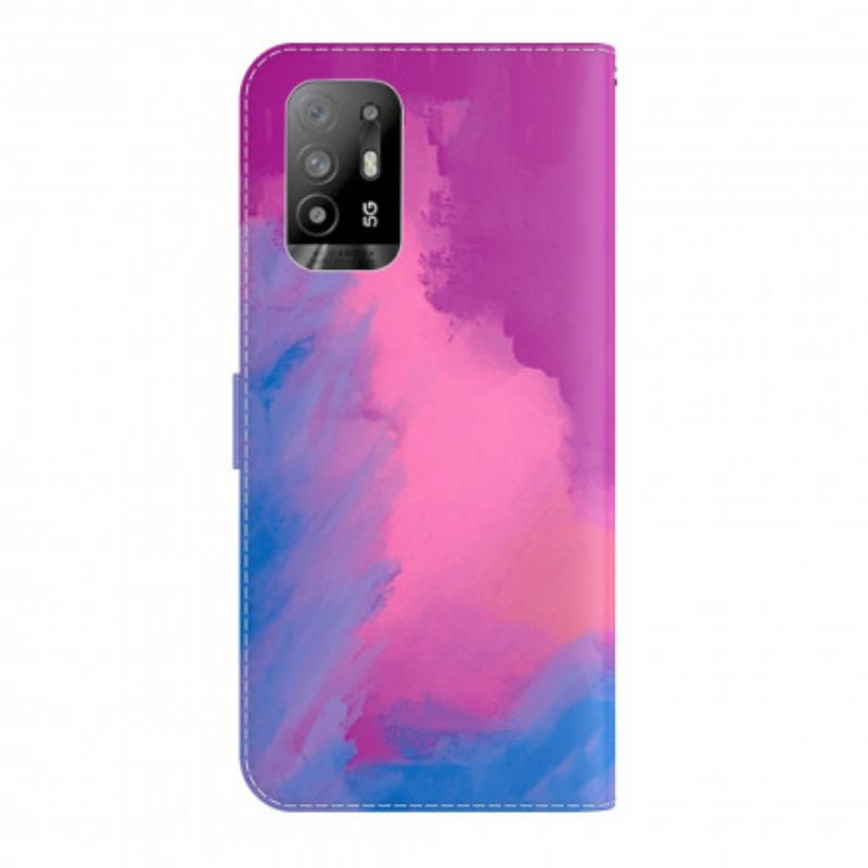 Leren Hoesje Voor Oppo A94 5g Aquarel