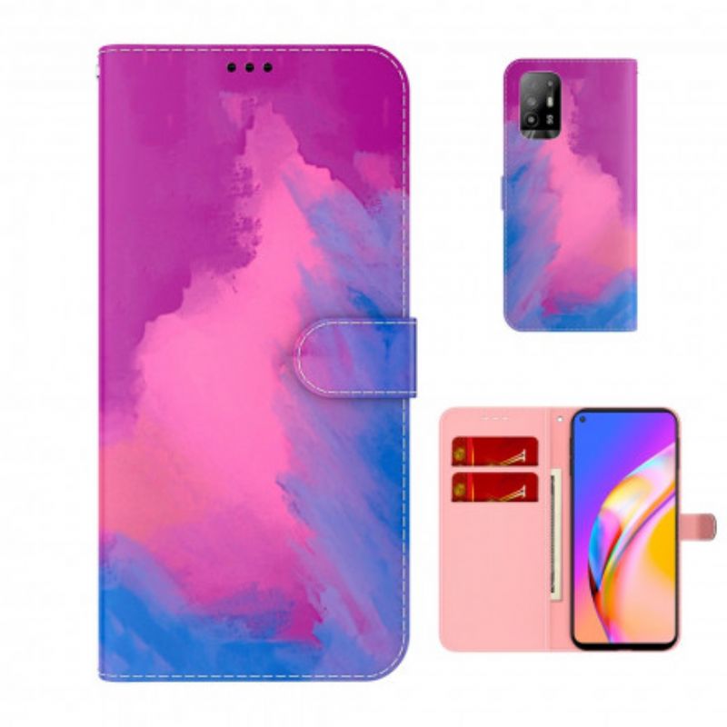 Leren Hoesje Voor Oppo A94 5g Aquarel