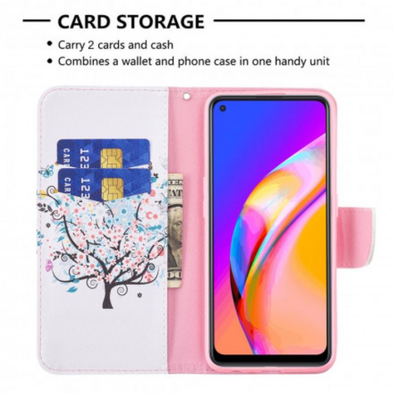 Leren Hoesje Voor Oppo A94 5g Gebloemde Boom