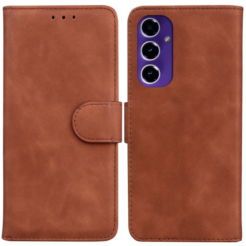 Leren Hoesje Samsung Galaxy S24 Fe Klassiek Suède-effect Bescherming Hoesje