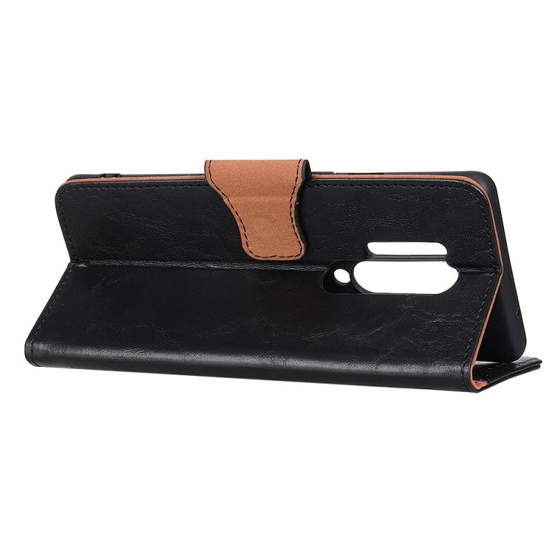 Cover Folio-hoesje OnePlus 8 Pro Donkerblauw Telefoonhoesje Omkeerbare Splitlederen Sluiting