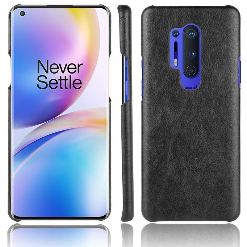 Cover Hoesje OnePlus 8 Pro Grijs Zwart Telefoonhoesje Prestatie Lychee Leereffect