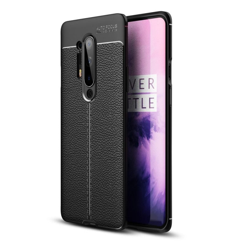 Cover Hoesje OnePlus 8 Pro Rood Zwart Telefoonhoesje Dubbellijns Lychee Leereffect